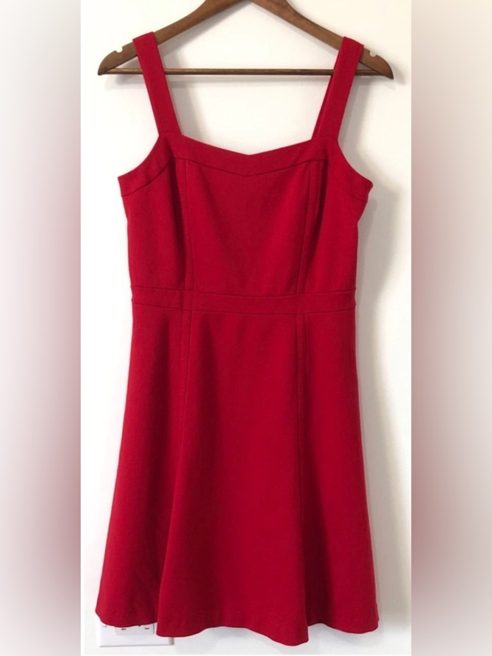 INC International Concepts Red Fit & Flare Dress Small Square Neck Sleeveless